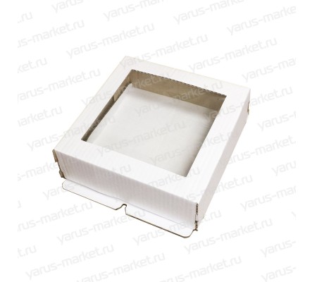 Квадратная картонная коробка для торта и другой выпечки с большим обзорным окном