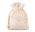 Льняные мешочки из натуральной ткани белого и бурого цвета для упаковки товаров