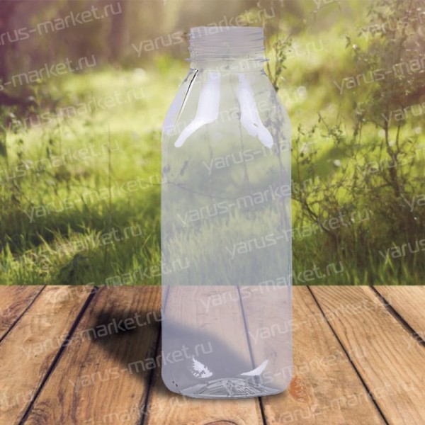 Квадратная пластиковая бутылка с широкой горловиной