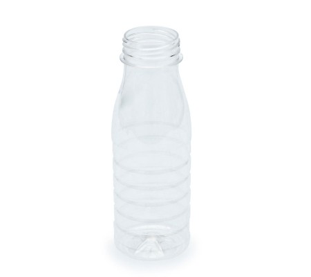 Небольшая пластиковая бутылка на 250 миллилитров с ребрами жесткости