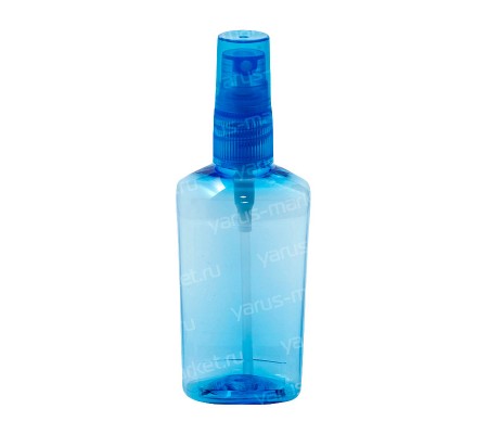 Голубой пластиковый флакон с насадкой спреем для жидких средств