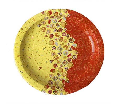 Одноразовая круглая тарелка "Рог изобилия" с ламинированным слоем