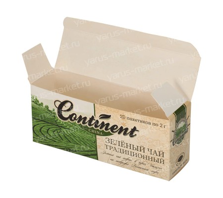 Прямоугольная картонная коробка для упаковки 25 пакетиков чая