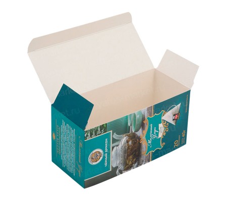 Картонная коробка для упаковки 20 пакетиков чая 