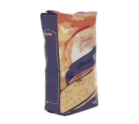 Пакет брикет с тремя швами, плоским дном и двойным подворотом для упаковки пищевой продукции
