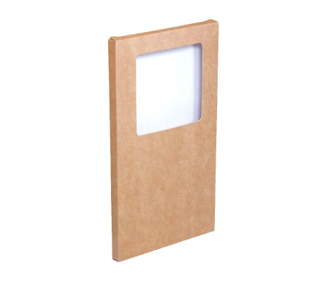 Прямоугольная плоская коробка из картона со смещенным окном