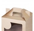 Картонная коробка сундучок с фигурным окном и ручкой для переноски