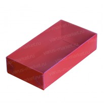 Красная коробка прямоугольная из картона с прозрачной крышкой 