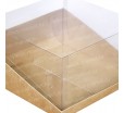 Квадратная крафт коробка трапеция со встроенным дном и прозрачной крышкой внутрь