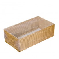Прямоугольная гофрированная крафт-коробка с ПВХ крышкой