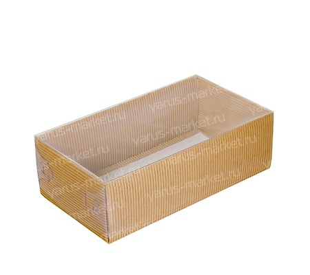 Прямоугольная гофрированная крафт-коробка с прозрачной крышкой наружу