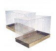 Сувенирная картонная коробка с низким дном и высокой прозрачной крышкой