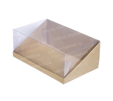 Прямоугольная картонная коробка трапеция с прозрачной крышкой для упаковки товаров