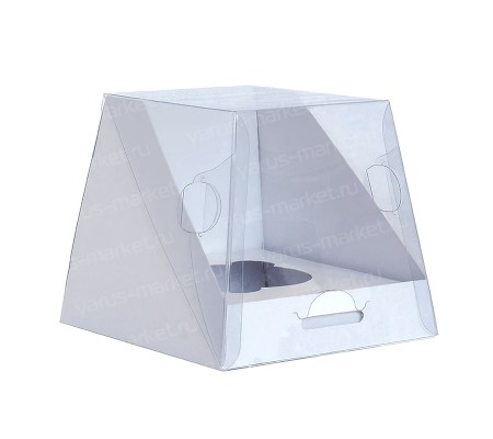 Коробка трапеция с ложементом и прозрачной конусной крышкой для капкейков и маффинов
