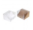 Маленькая прямоугольная коробка трапеция из картона с прозрачной крышкой