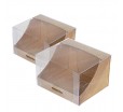 Маленькая прямоугольная коробка трапеция из картона с прозрачной крышкой