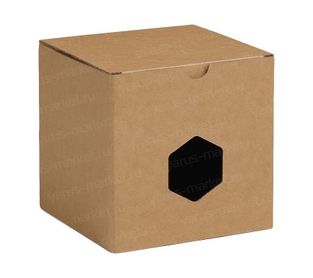 Картонная коробка куб с фигурным окном для упаковки подарков и сувениров