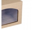 Картонная коробка с крышкой клапаном и арочным окном 