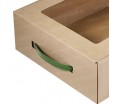 Картонная коробка-чемодан с ручкой и прозрачным окном для упаковки товаров