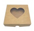 Картонная квадратная коробка крышка дно с окном в форме сердца