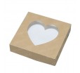 Картонная квадратная коробка крышка дно с окном в форме сердца