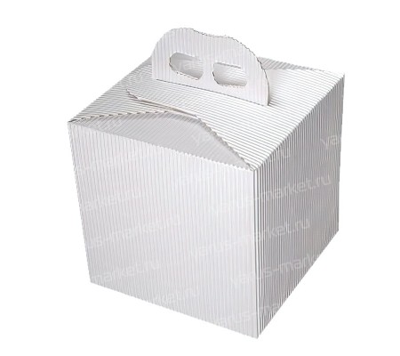 Квадратная коробка сундучок из картона с ручкой под пальцы для упаковки товаров