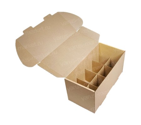 Картонная коробка чемодан на 8 ячеек с крышкой клапаном