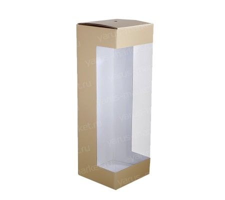 Вертикальная картонная коробка с боковым прозрачным окном