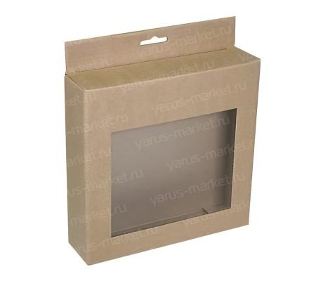 Квадратная картонная коробка с окном и еврослотом