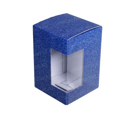 Прямоугольная вертикальная коробка из микрогофрокартона с боковым окном