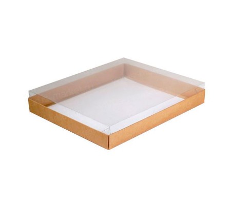 Прямоугольная плоская коробка с прозрачной крышкой внутрь