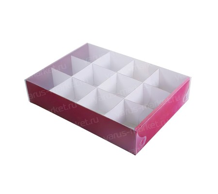 Картонная коробка с решеткой на 12 секций и крышкой ПВХ