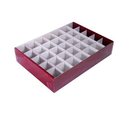Картонная коробка с решеткой на 35 секций и крышкой ПВХ