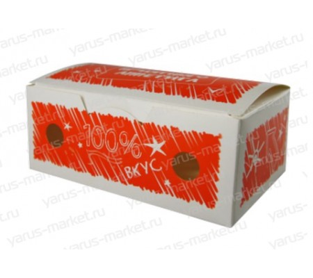 Коробка крафт с крышкой для наггетсов с красным и оранжевым принтом