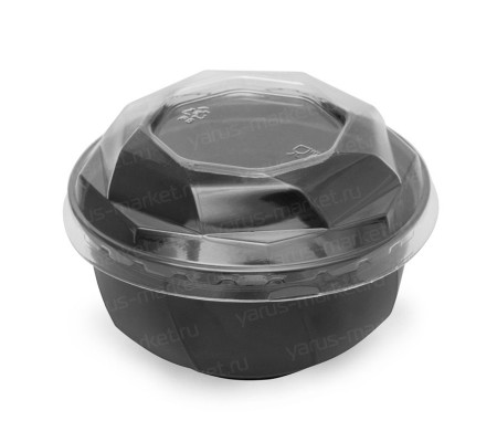 Круглая пластиковая креманка с крышкой фигурной формы