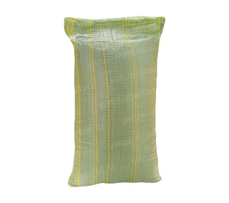 Зеленый полипропиленовый мешок с желтыми полосками для транспортировки и хранения больших объемов