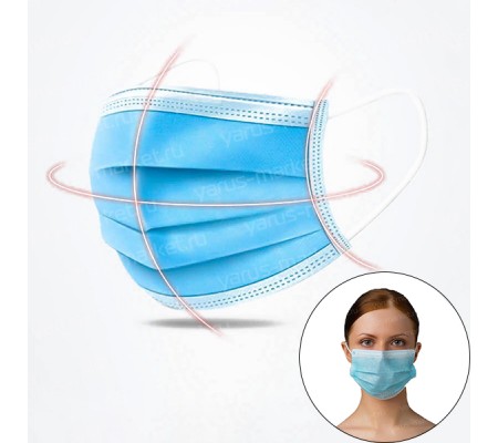 Медицинская трехслойная маска FFP3 из спанбонда и мельтблауна для защиты органов дыхания