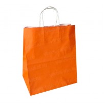 Оранжевый крафт пакет с кручеными ручками