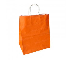Оранжевый крафт пакет с кручеными ручками