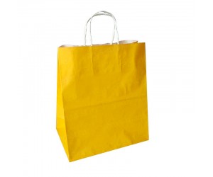 Желтый крафт пакет с кручеными ручками