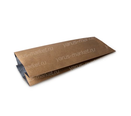 Бурый фольгированный крафт-пакет с плоским дном для упаковки горячих продуктов 