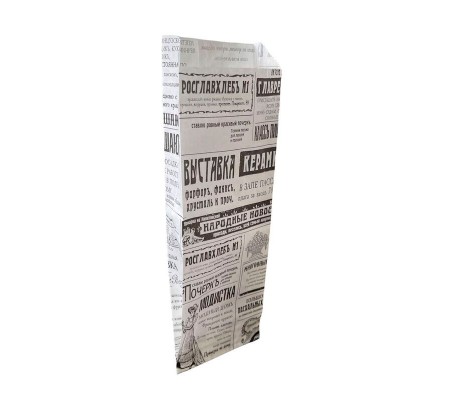 V крафт пакет с газетным принтом Модистка для кондитерских изделий
