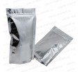 Металлизированный дой-пак с прозрачным окошком серебряного цвета для упаковки сыпучей продукции