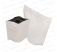 Пластиковый пакет дой-пак с застежкой зип-лок белого и серого цвета для фасовки продукции