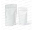 Пластиковый пакет дой-пак с застежкой зип-лок белого и серого цвета для фасовки продукции