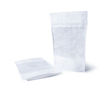 Ламинированный белый крафт пакет дой-пак зип-лок с окном для упаковки чая, кофе, сухофруктов и семечек