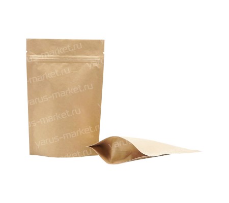 Пакет дой-пак крафт металлизированный с водо и жирооталкивающим слоем для упаковки продуктов