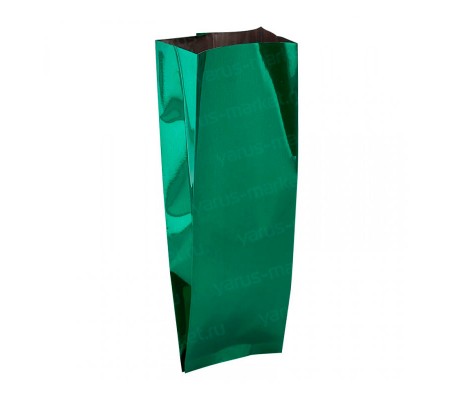 Двухшовный пакет зеленый глянец изготовлен из двух слоев пленки