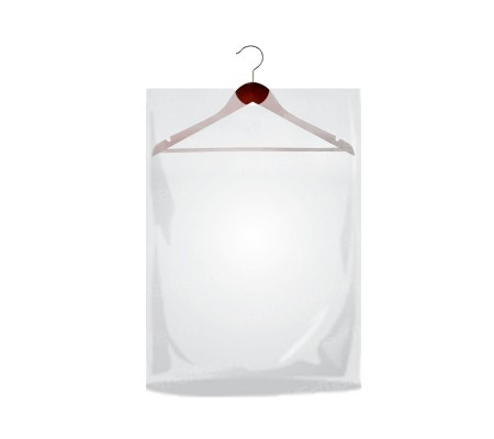 Прямой прозрачный пакет ПВД с отверстием под вешалку для упаковки одежды