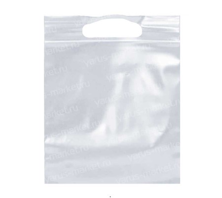 Пластиковывй пакет для упаковки одежды с замком зип-лок и вырубной ручкой